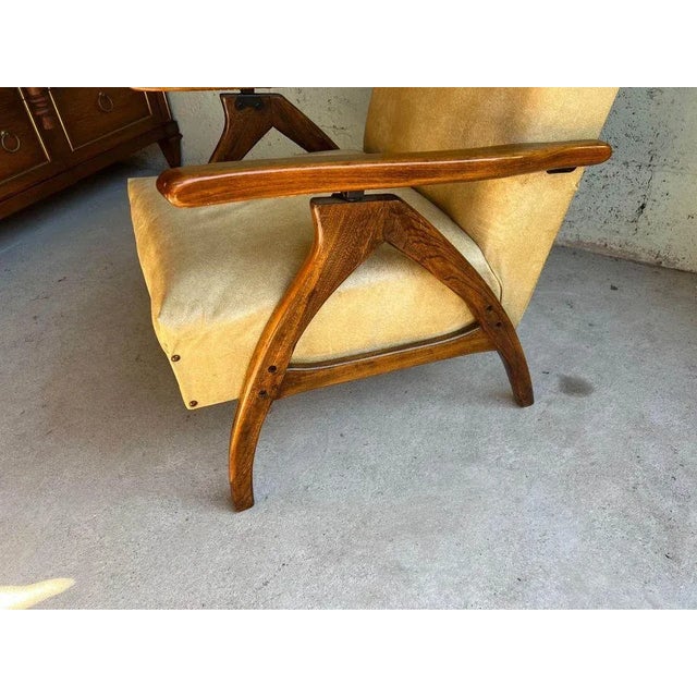 Brown Mid 20th Century Mid Century Walnut Vinyl Recliner Armchair For Sale - Image 8 of 11