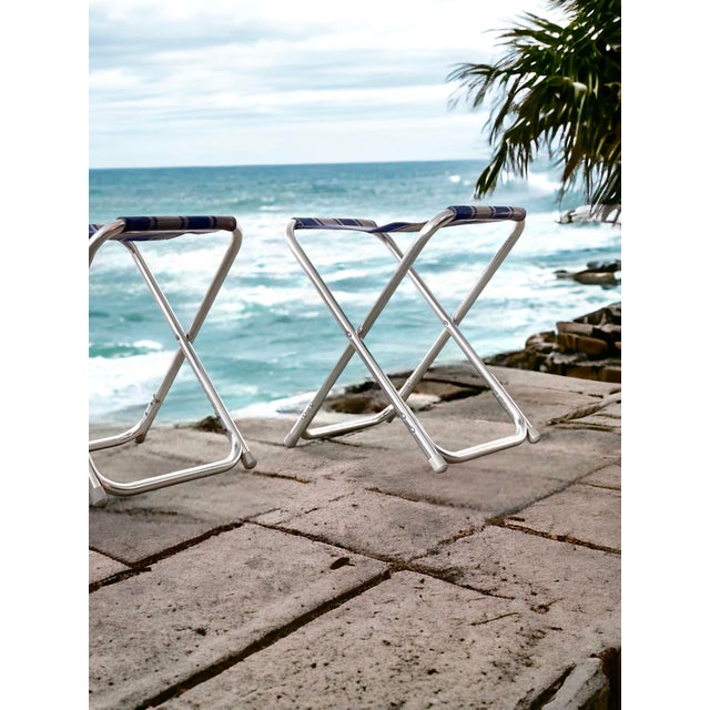 Mid-Century Modern Vintage Folding Stools, Denmark, 1970s, Set of 2 For Sale - Image 3 of 7