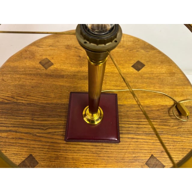 Red Leather Table Lamp in the style of Jacques Adnet, France, 1980s For Sale - Image 11 of 12