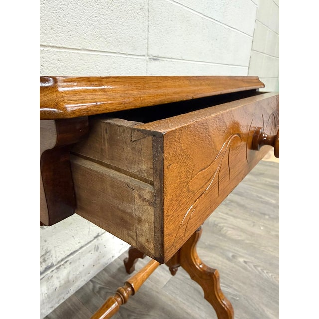 Antique Victorian Eastlake Aesthetic Movement Walnut Side Table Parlor Table For Sale - Image 10 of 10