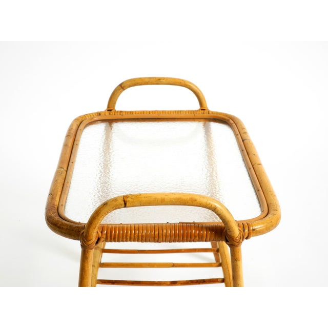 Italian Bamboo Side Table with Iced Glass Top, 1960s For Sale - Image 10 of 18