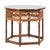 A bamboo fretwork center table crafted in the Chinoiserie style, constructed of bamboo and wood with a warm honey-toned...