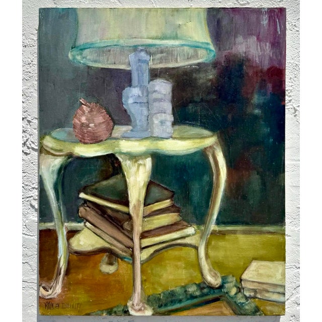 Abstract Vintage Boho Abstract Still Life Oil on Canvas Signed by the Artist For Sale - Image 3 of 7