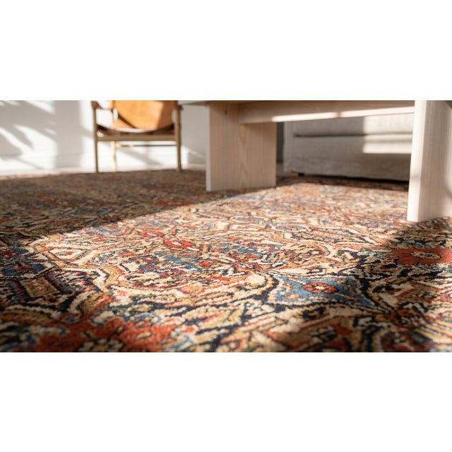 Ivory Fine Beautiful Ivory Background Color With Sarouk Farahan Style Antique Persian Rug For Sale - Image 8 of 9