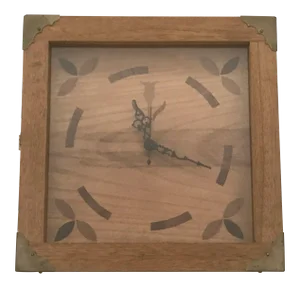 Wood Inlay Boxed Mission Style Clock