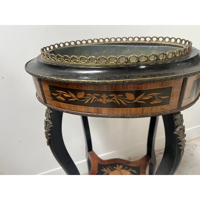 Wood 19th Century Napoleon III Jardinière in Blackened Wood and Light Wood Marquetry For Sale - Image 7 of 13
