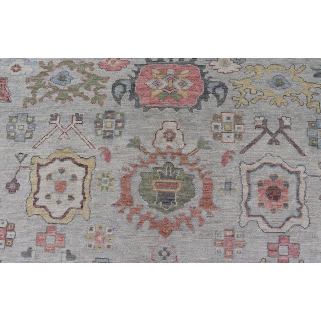 2010s Oushak Floral Rug Colorful Mosaic Design by Keivan Woven Arts, 9'1 X 12'4 For Sale - Image 5 of 13