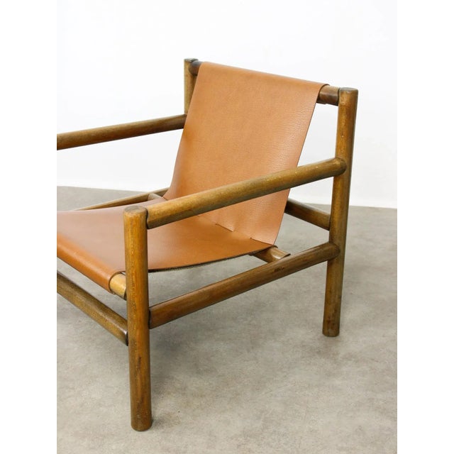 Mid-Century Modern Scandinavian Armchair in Wood and Brown Leatherette, 1960s For Sale - Image 12 of 18