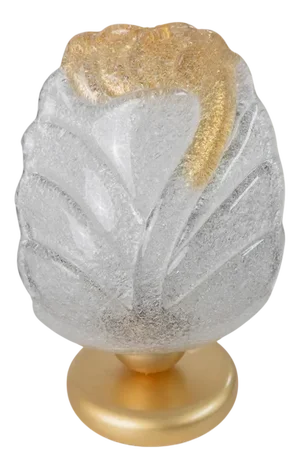 Vintage Murano Glass Table Lamp with Leaf Shaped Glass with Gold Metal Base, Italy, 1980s