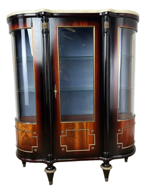 Vintage French Empire Style Display Cabinet with Marble Top