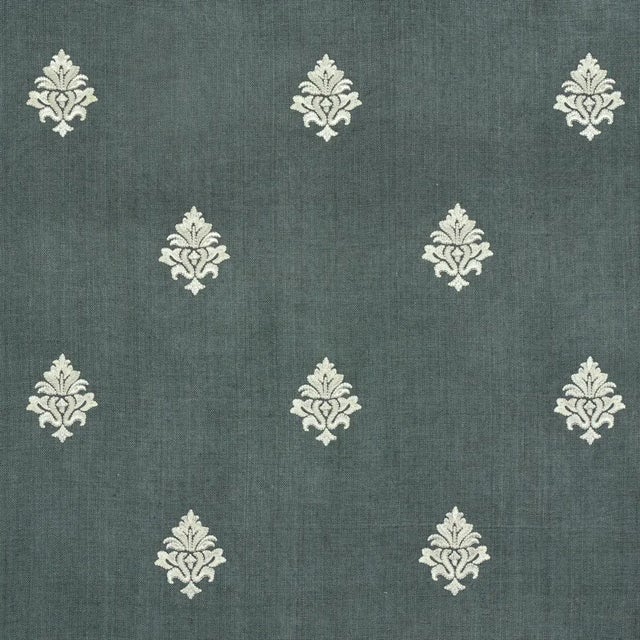 Sample - Schumacher Lorenzo Embroidery Fabric in Midnight For Sale