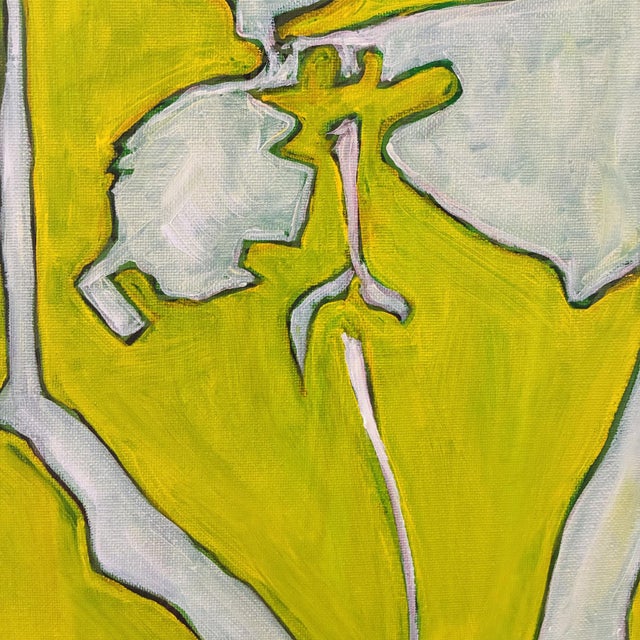 2020s Original Framed Orchid Flower Painting, White Lime Wall Art, Oil on Canvas in Gold Bamboo by Tatiana Duperault For Sale - Image 5 of 5