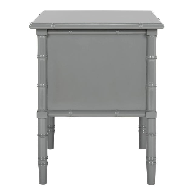 Modern Modern Coastal 2 Drawer 25" H Bamboo Nightstand in Grey For Sale - Image 3 of 10