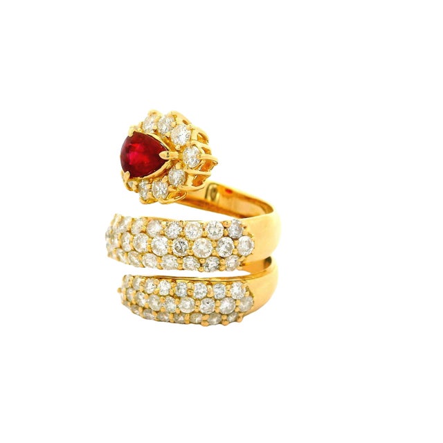 Ruby & Diamond 18k Yellow Gold Snake Wrap Ring, Size 5.5 For Sale In Los Angeles - Image 6 of 6