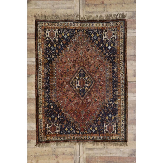 Sienna Antique Persian Shiraz Rug - 05'01 X 06'08 For Sale - Image 8 of 9