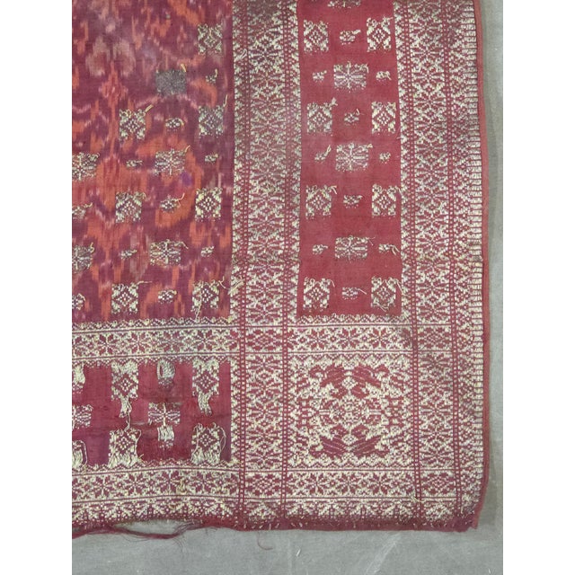 Antique Early 20th Century Malaysian Ikat Songket Head Cloth From Sumatra For Sale - Image 10 of 10