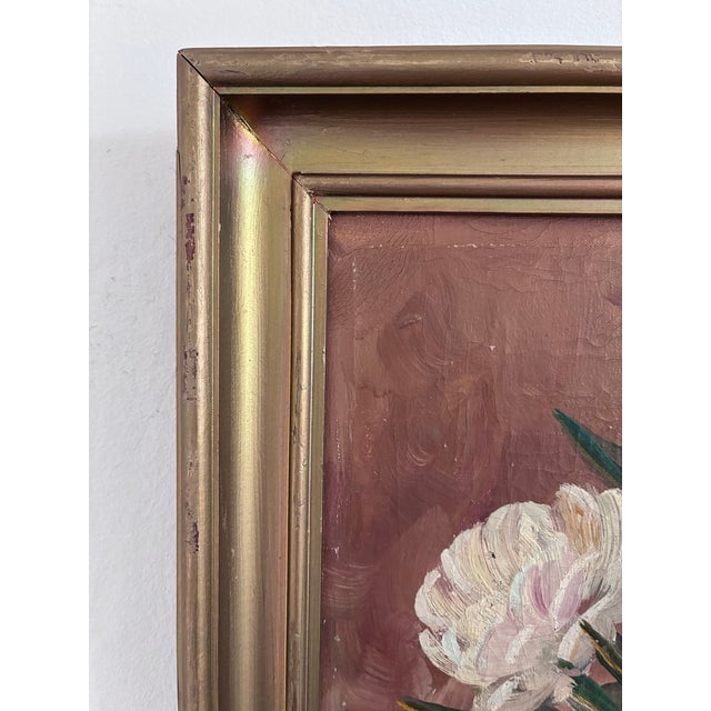 Vintage Original Floral Oil Painting, Signed Flower Art For Sale - Image 10 of 16