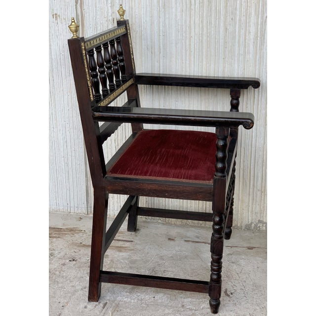 About 19th Pair of Spanish Armchairs with Bronze details and Red Velvet upholstery Beautiful armchairs, very heavy...