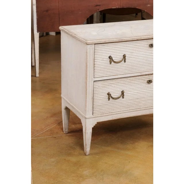 Gustavian (Swedish) 19th Century Swedish Gustavian Style Painted Wood Chest with Reeded Accents For Sale - Image 3 of 13