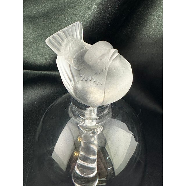 Glass 1960s Lalique Crystal Table Bell | Frosted Sparrow | Art Nouveau Style | Signed Lalique France For Sale - Image 7 of 9