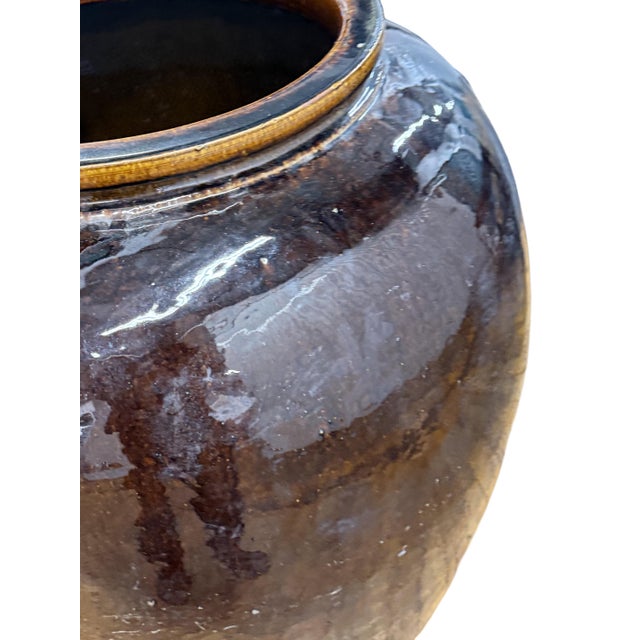 1960s 1960s Gigantic Chinese Yixing Glazed Pottery Wine Jar Marked For Sale - Image 5 of 10