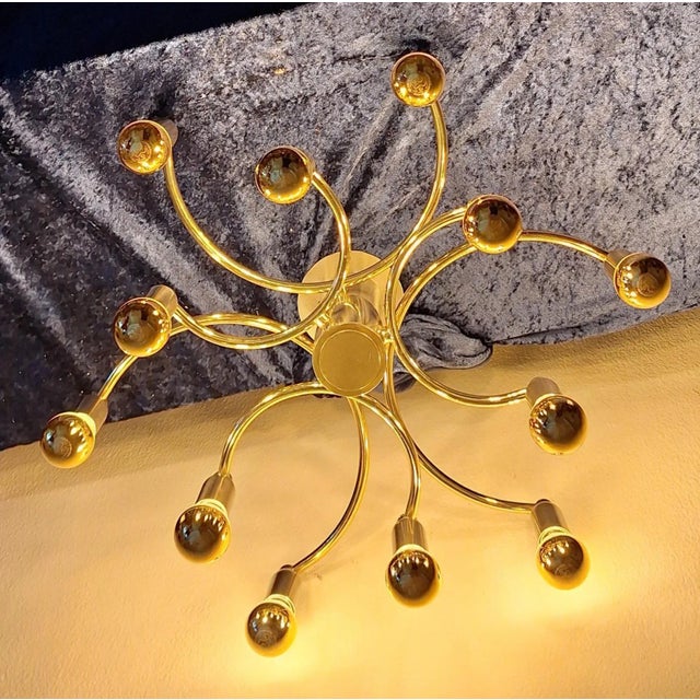 Metal Flat Vintage Ceiling Chandelier with Bicolor Metal Frame from Tz-Leuchten, 1980s For Sale - Image 7 of 10