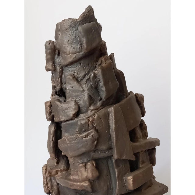Architectural Brutalist Ceramic Sculpture Vase 'Babel' by Diane Grant For Sale - Image 6 of 9