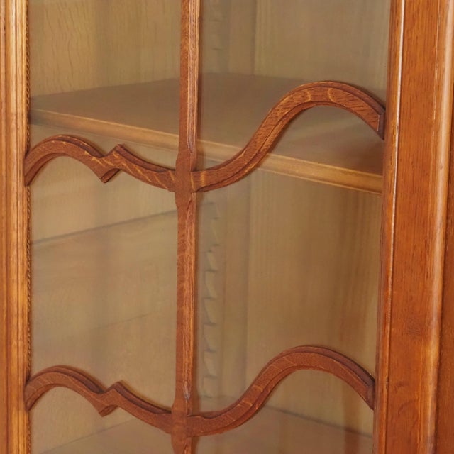 French Style Oak Display Cabinet with Glass Front For Sale - Image 9 of 12