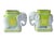 This is a whimsical pair of vintage ceramic elephant planters, decorated in soft white, lime green, and yellow with raised...