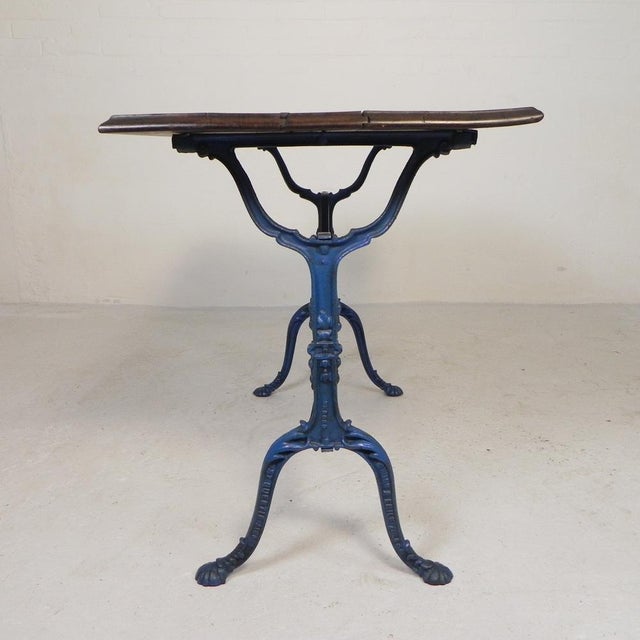 This table is marked: "druon r. Emile zola 37 st. Quentin aisne". 1 leg has been re-welded (see detail photo). height: 72...