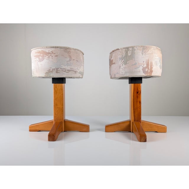 Scandinavian Modern Pine and Fabric Stools, 1980s, Set of 2 For Sale - Image 6 of 10
