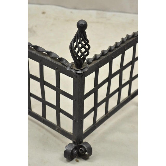 Antique Gothic Wrought Iron Spiral Twist 56" Fireplace Mantel Fender Surround For Sale - Image 10 of 10