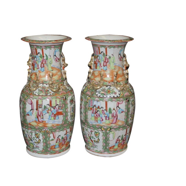 Canton Vases, 1890s, Set of 2 For Sale
