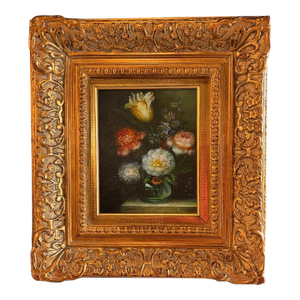 Framed, Signed Oil on Canvas Painting of Floral Still-Life