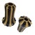 Early 21st Century Art Deco Hollywood Regency Black & Tan Fluted Ceramic Vase Pair For Sale - Image 5 of 16