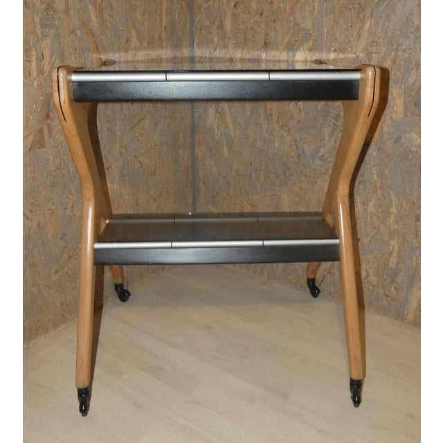 Wood Bar Trolley in Beech and Glass by Officina Di Ricerca, 1960s For Sale - Image 7 of 15
