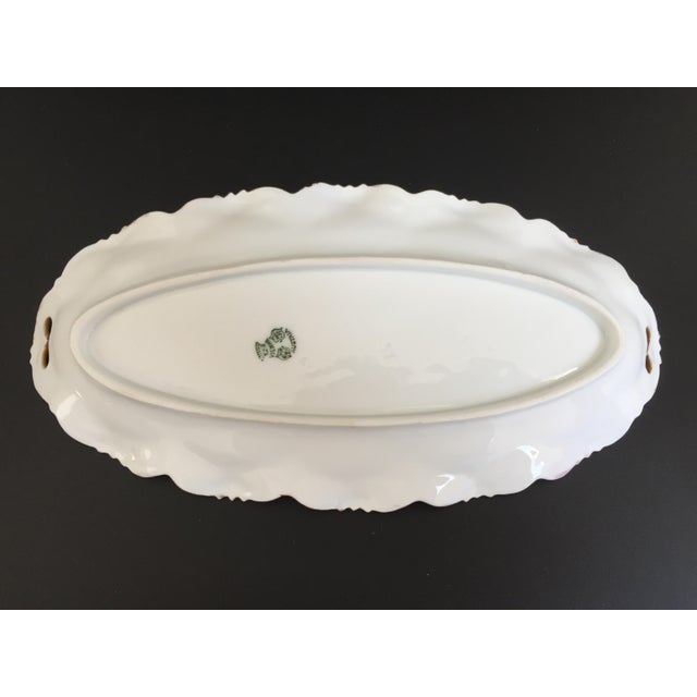 Late 19th Century Antique Handpainted Forget-Me-Nots Relish Dish by Count Thun Porcelain Factory For Sale - Image 5 of 12