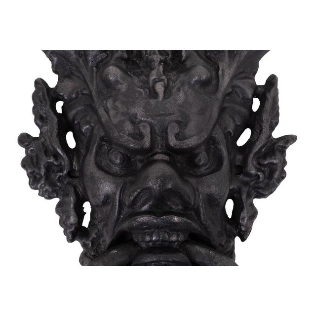 Metal Large Gothic Cast Iron Devil Door Knocker, India, 1950s For Sale - Image 7 of 10