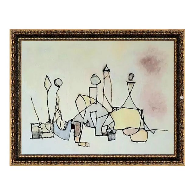 "Chaque Minute" Linear, Geometric, Modern Abstract Expressionist, Contemporary Original Oil Painting by Lynn Christian For Sale