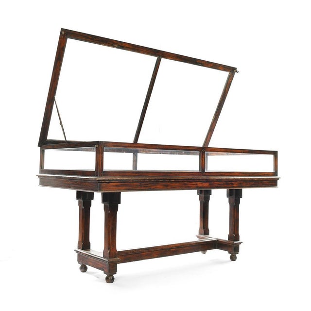 Wood Glass Display Table in Weathered Wood For Sale - Image 7 of 7