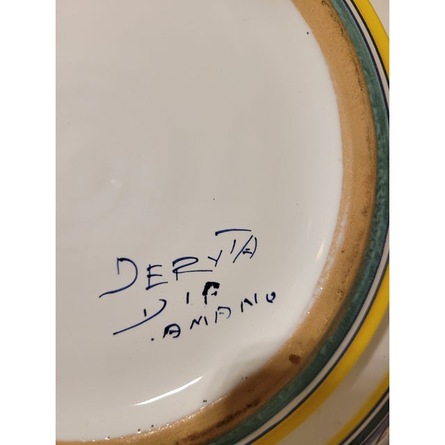 Vintage Deruta Pina Ceramica Geometrico Large Decorative Bowl with Handles, Signed Deruto Amano Italy. Acanthus leaves...