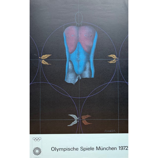 Beautiful and rare original 1972 München Olympic poster designed by German artist Paul Wunderlich. The poster reflects...