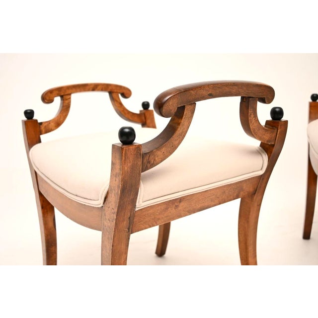 Wood Antique Biedermeier Swedish Satin Birch Stools, 1890, Set of 2 For Sale - Image 7 of 9