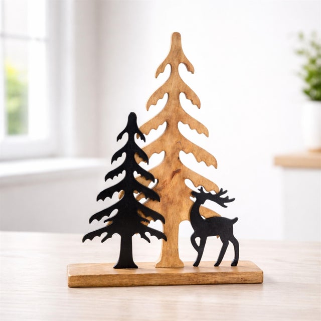 Kenneth Ludwig Chicago Woodland Deer and Pine Tree Silhouette Décor For Sale - Image 4 of 4
