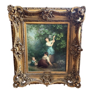 Mid 19th Century Original French Oil Painting by Fritz Zuber-Huber (1822-1896) For Sale