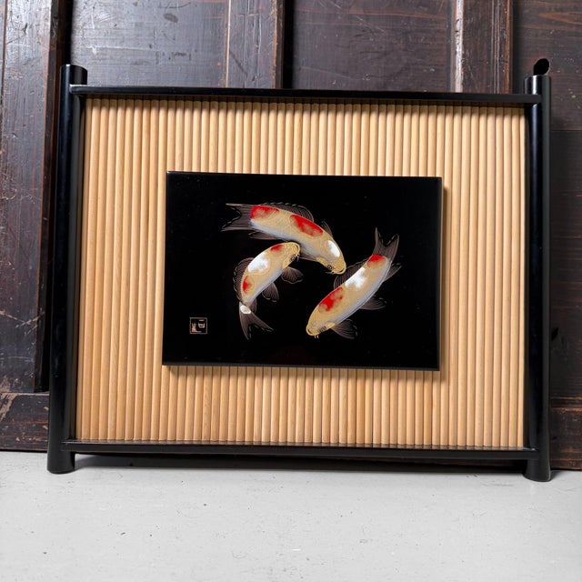 Wajima Lacquer Panel with Koi, 1970s For Sale - Image 15 of 18