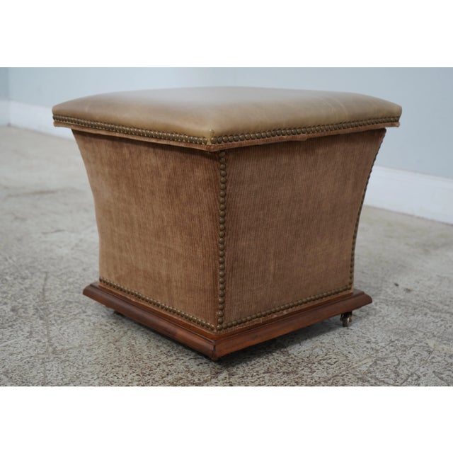 Age: C.2004 Details: High Quality Construction Upholstered Base Tack Head Trim Brass Caster Feet Quality Leather Seat...