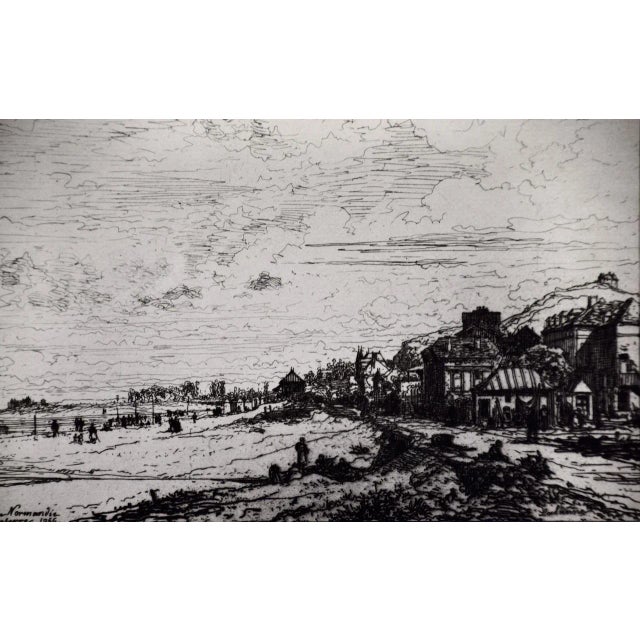 The Beach in Normandy, France, Near Bayeux: A 19th C. Etching by Maxime Lalanne, 1868 For Sale - Image 4 of 6