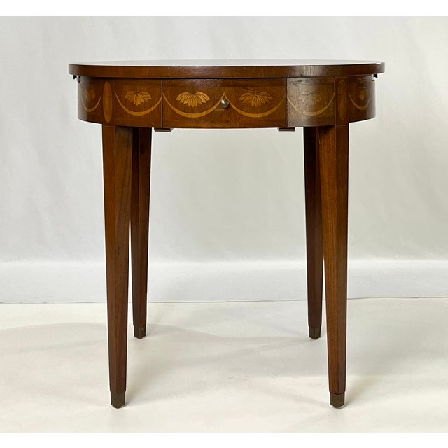 Late 20th Century Baker Furniture Federal Style Mahogany Drum Table With Candle Slides For Sale - Image 6 of 15