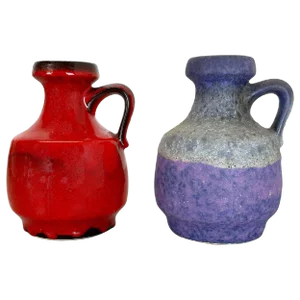 Pottery Fat Lava Vases in Purple-Red by Jopeko, Germany, 1970s, Set of 2